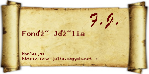 Fonó Júlia névjegykártya