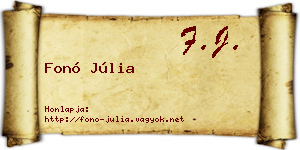 Fonó Júlia névjegykártya